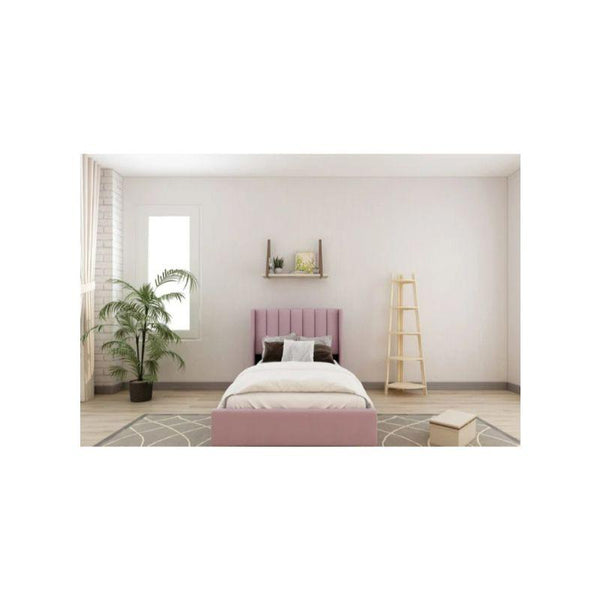 Pink Velvet Single Bed Size 120x200 By Alhome - 110110078 - ALHOME