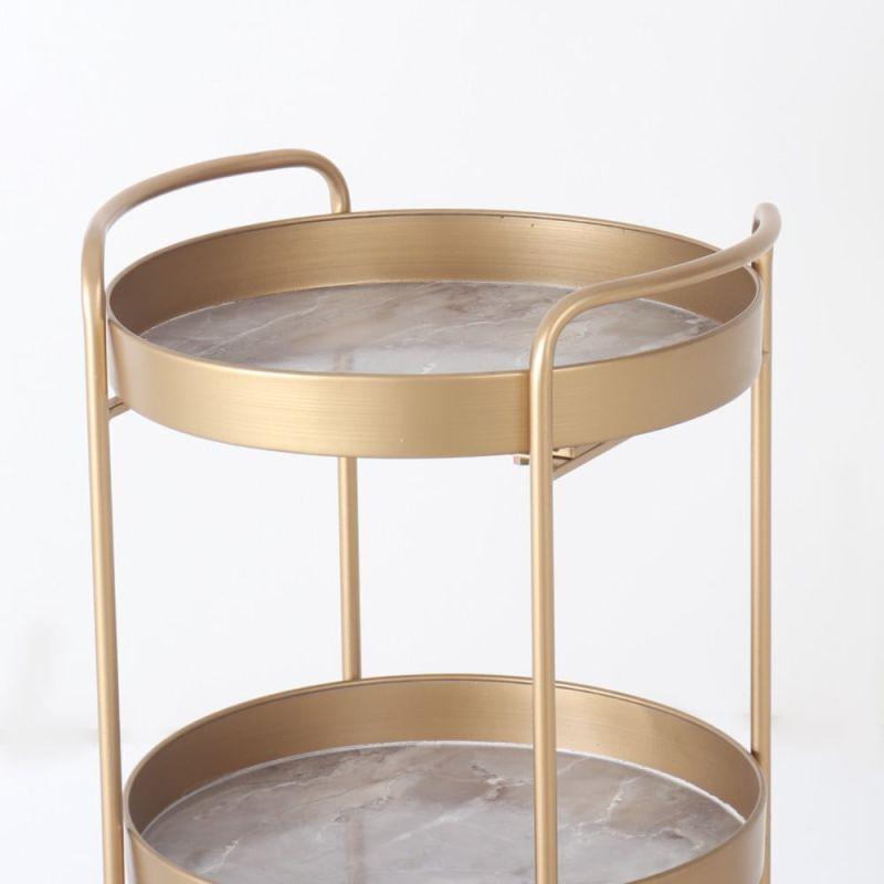 Metal Serving Cart With Metal Surfaces - Gold And Grey - By Alhome - ALHOME