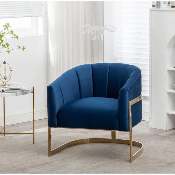 Royal Blue Velvet Chair with Swedish Wood By Alhome - ALHOME