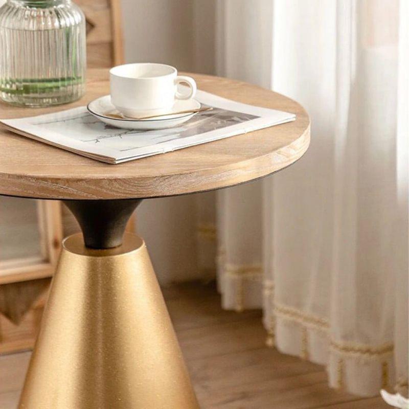 Antique Corner Table With A Gold Base And Wooden Top By Alhome - ALHOME