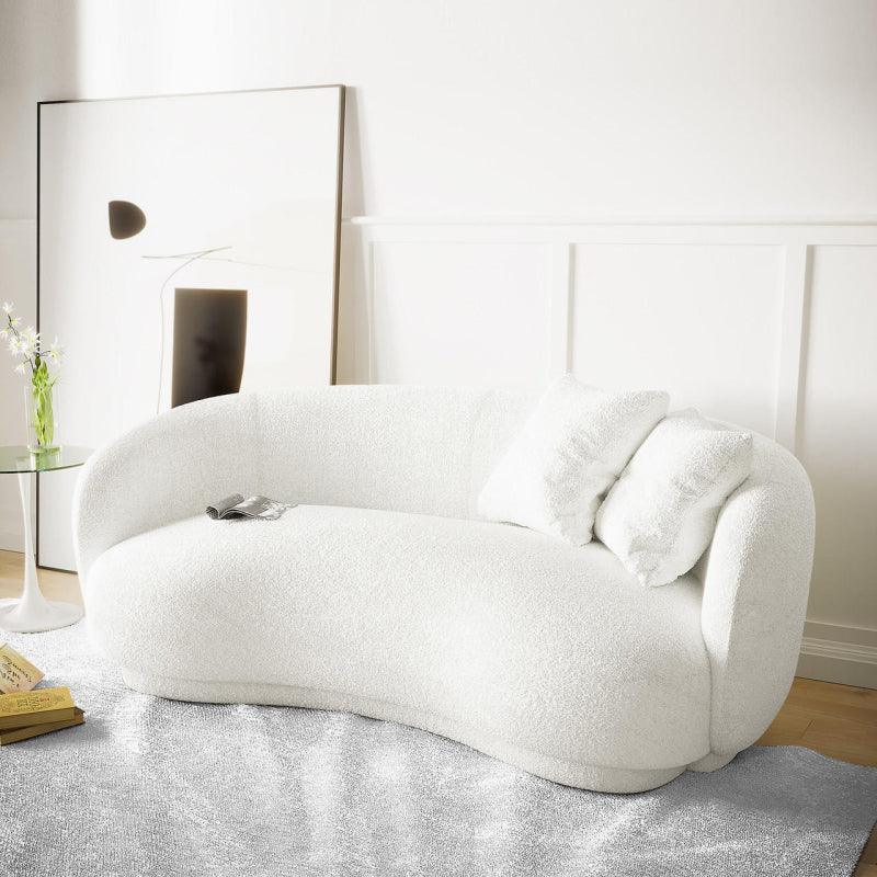 Boucl√© 3-Seater Sofa in Elegant Beige By Alhome - 110111515 - ALHOME