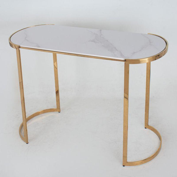 Wooden And Metal Console With Rounded Edges - Gold By Alhome - ALHOME