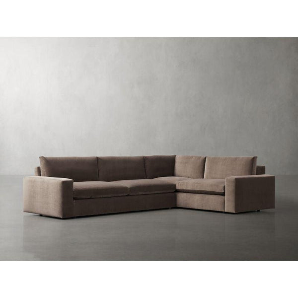 Modern Velvet L-Shape Sofa - Brown - 280x140x85x85 cm - By Alhome - ALHOME