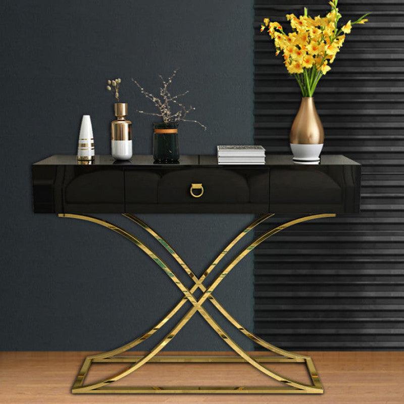 Urban Fusion Iron, Wood, and Glass Console Table By Alhome - 110110462 - ALHOME