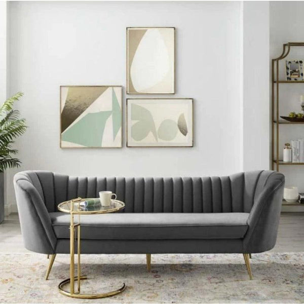 Timeless Luxury: Gray Velvet 3-Seater Sofa By Alhome - ALHOME