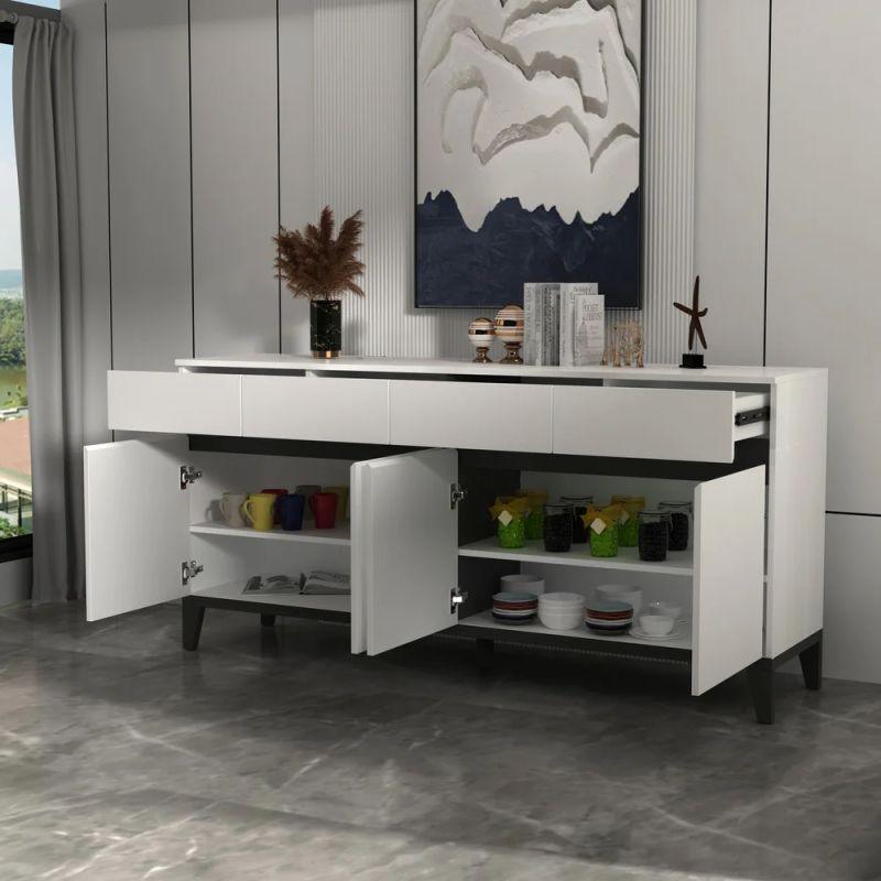 White Console with 4 Doors and 4 Drawers By Alhome - ALHOME