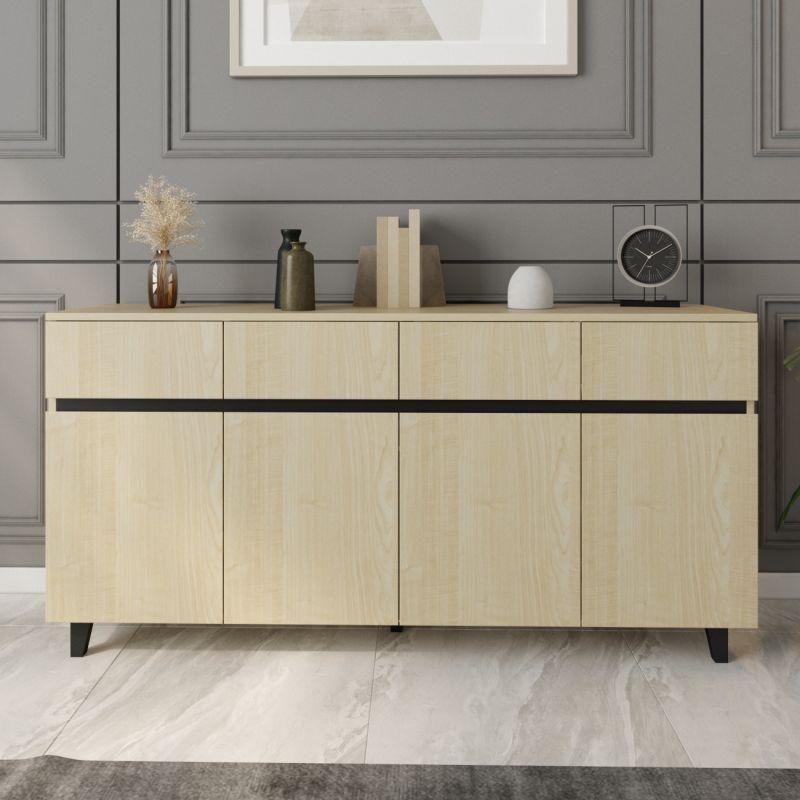 Console Storage Unit in Beige and Black By Alhome - ALHOME