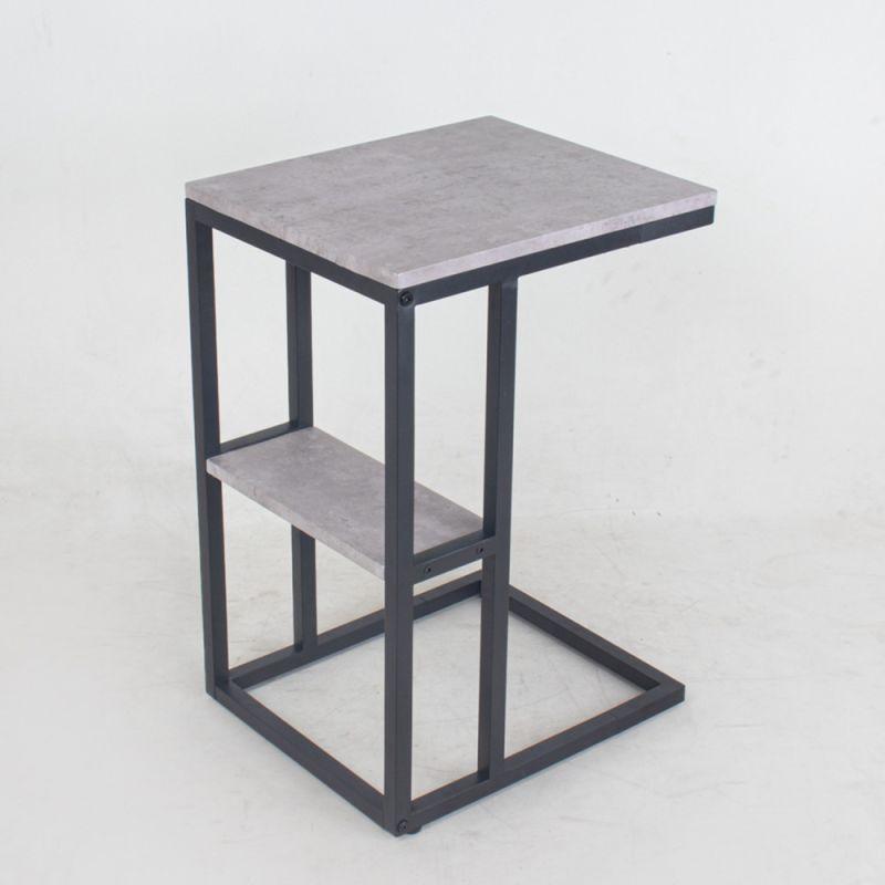 Single Service Table With Iron Bases And A Black And Gray Wooden Top By Alhome - ALHOME