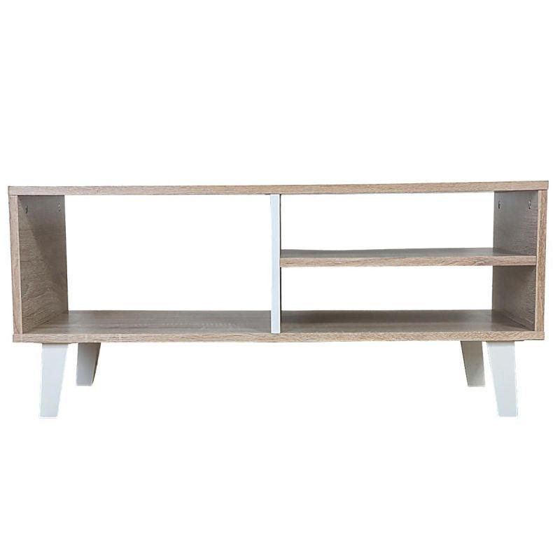 Center Table From Malaysian Wood - Wooden And White - 92x46.5x42 cm - By Baity - ALHOME