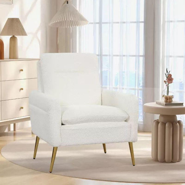 Classic Boucle Arm Chair - White - 80x85x85 cm - By Alhome - ALHOME