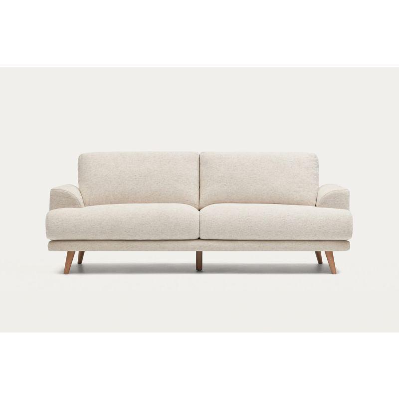 Beige Swedish Wood 3-Seater Sofa - Size: 220x85x85, Material: Linen By Alhome - 110112199 - ALHOME