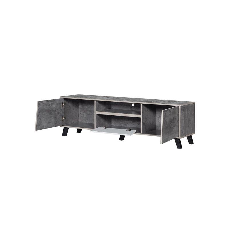 Tv Table With Storage Drawers Made Of Malaysian Wood - Gray And White - 160x40x49 cm - By Baity - ALHOME