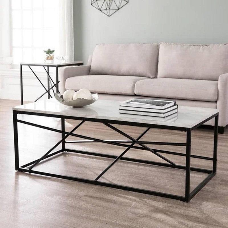 Coffee Table 110x60x45 cm - White & Black By Alhome - ALHOME