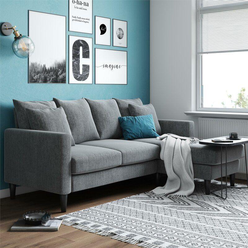 Modern Linen L-Shape Sofa - Grey - 270x150x85x85 cm - By Alhome - 110113366 - ALHOME