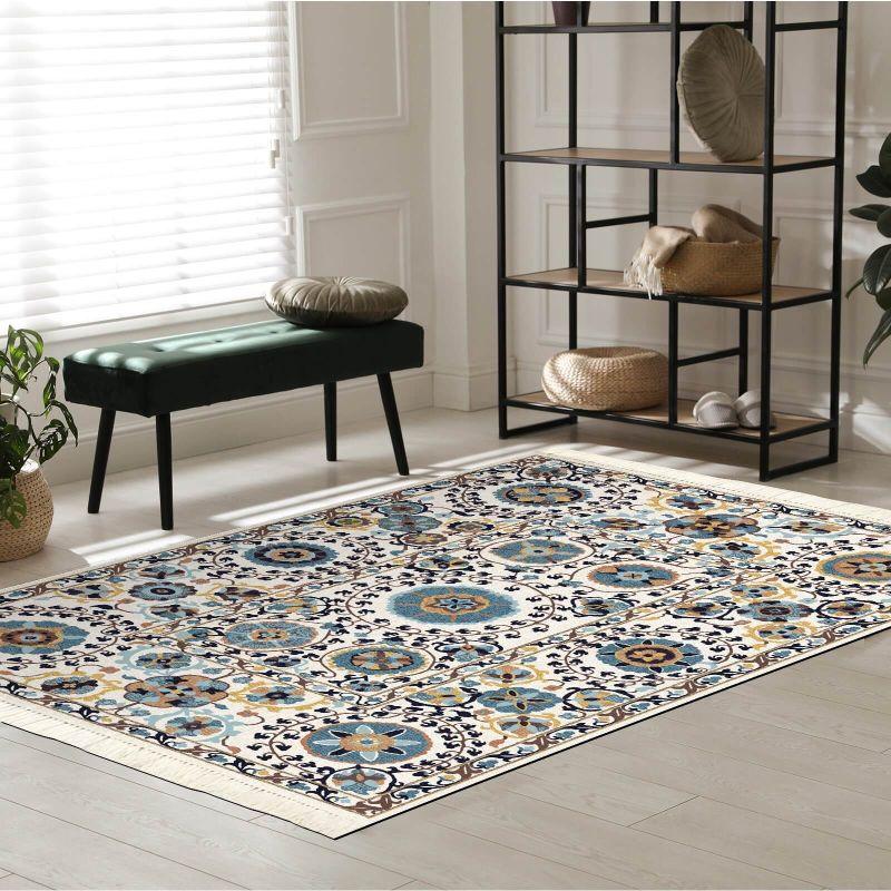 Velvet Turkish Rectangular Decorative Carpet -Multicolor - By In House - ALHOME