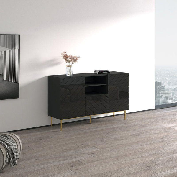 Sleek Black Wood Buffet Table By Alhome - ALHOME