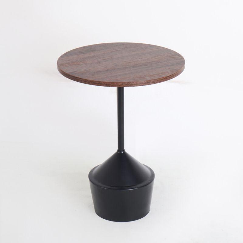 Single Table With A Brown Round Wooden Top And A Black Metal Base By Alhome - ALHOME