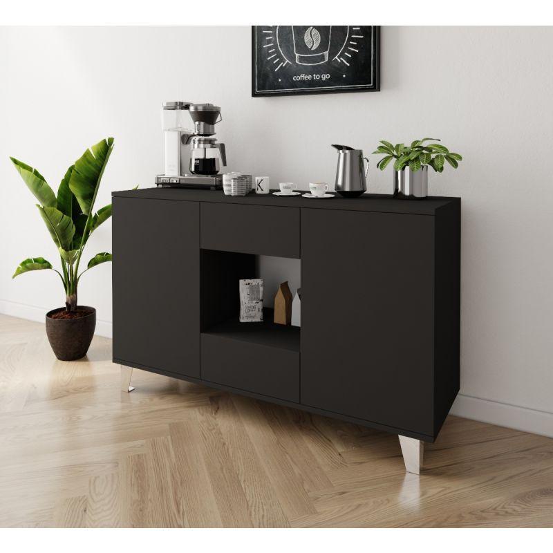 Black Coffee Corner with Two Doors and Two Sliding Drawers By Alhome - ALHOME