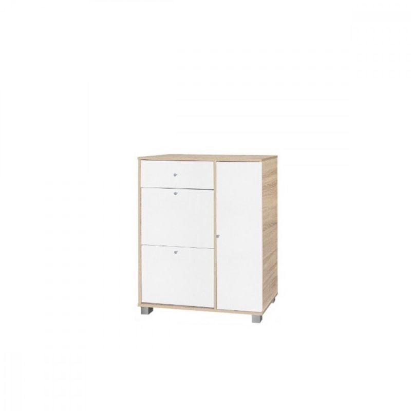 Shoe Organizer Cabinet From Malaysian Wooden - Beige With White - 80x35x99.5 cm - By Baity - ALHOME