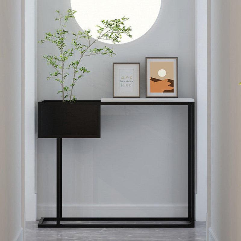 Contemporary Tri-Material Console with Wood, Iron, and Marble By Alhome - ALHOME