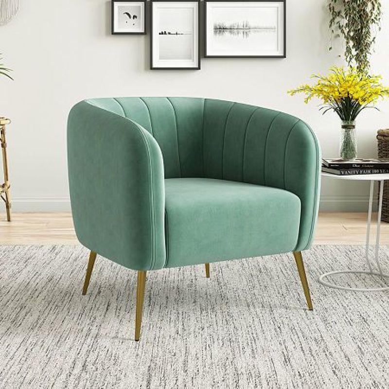 Turquoise Velvet Vibrance Chair with Swedish Wood By Alhome - ALHOME