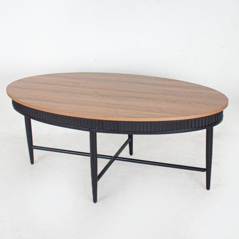 Wooden Oval Center Table With Metal Frame - Light Wood By Alhome - ALHOME