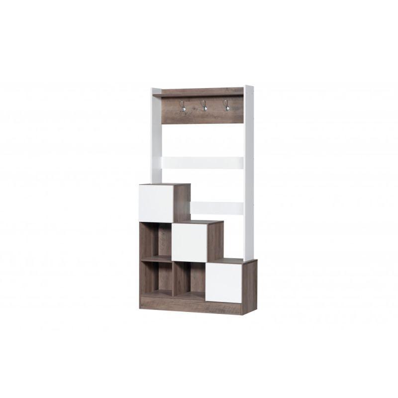 Storage Unit From Malaysian Wood - White And Dark Brown - 35x89x180 cm - By Baity - ALHOME