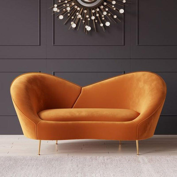 Velvet 2-Seater Sofa in Vibrant Orange By Alhome - ALHOME