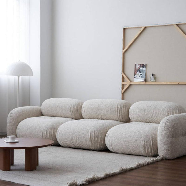 3-Seater Beige Velvet Sofa By Alhome - 110111349 - ALHOME