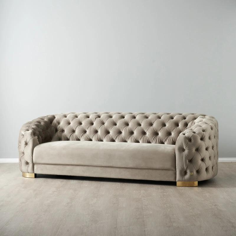 Velvet Beige 3-Seater Sofa By Alhome - 110111569 - ALHOME