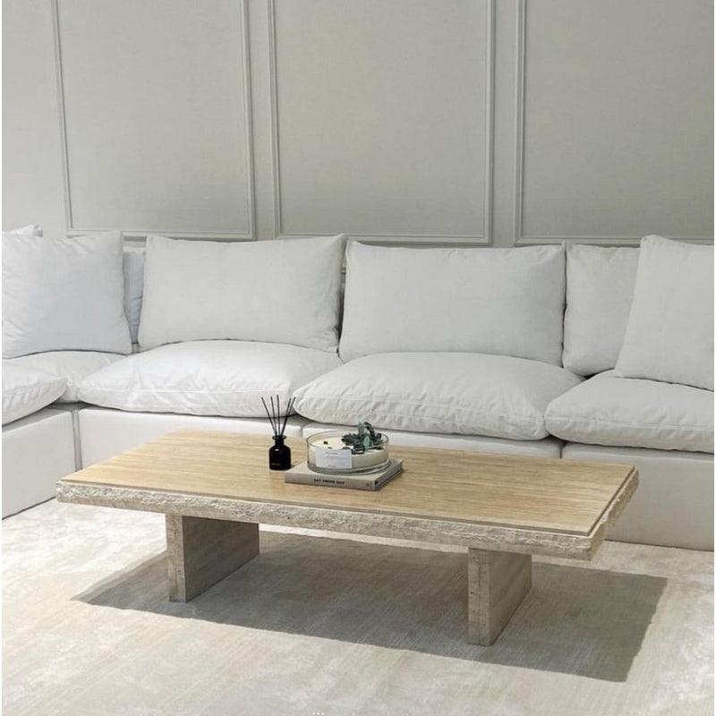 Luxury Off-White Treventino Marble Center Table By Alhome - Zrafh.com - Your Destination for Baby & Mother Needs in Saudi Arabia