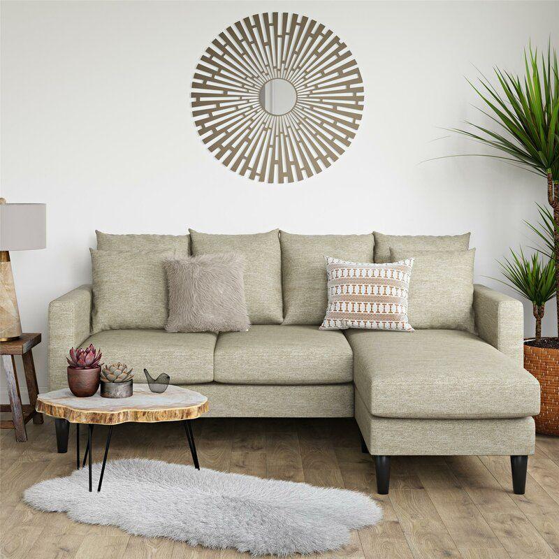 Modern Linen L-Shape Sofa - Beige - 270x150x85x85 cm - By Alhome - ALHOME