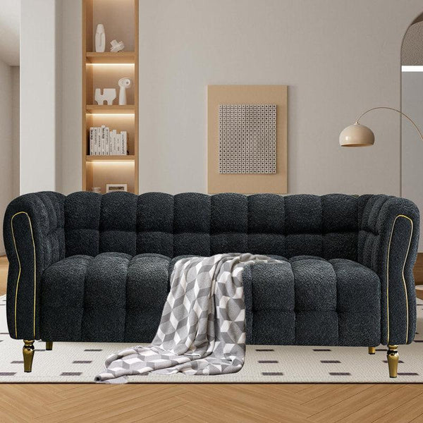 3-Seater Boucl√© Sofa in Elegant Black By Alhome - ALHOME