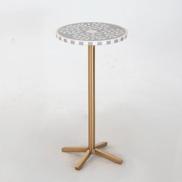 Service Table With Marble-Like Wood Surface And Golden Metal Bases By Alhome - ALHOME