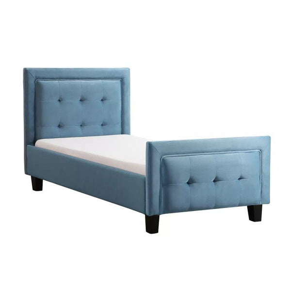 Kids' Sky Blue Fabric Upholstered MDF Bed: Calming Serenity, 120x200x140 cm by Alhome - ALHOME