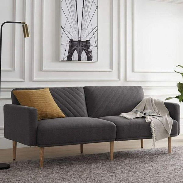 Sophisticated Gray Velvet 3-Seater Sofa - 220x85x45 cm - Swedish Wood By Alhome - ALHOME