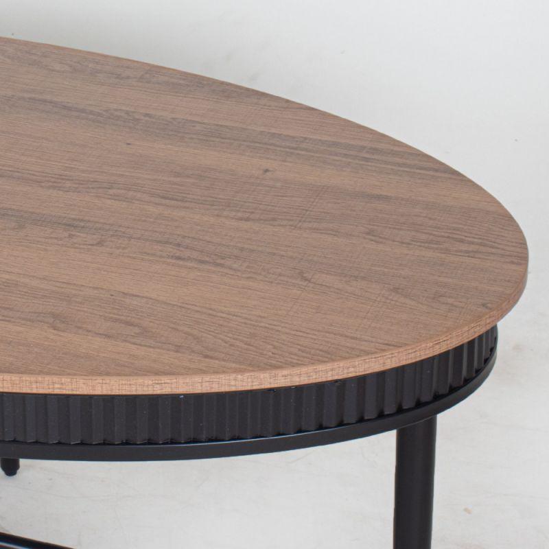 Wooden Oval Center Table With Metal Frame - Light Wood By Alhome - ALHOME