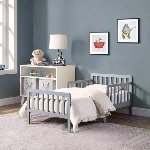 Kids' Gray MDF Bed: Modern Elegance, 120x200x140 cm by Alhome - ALHOME