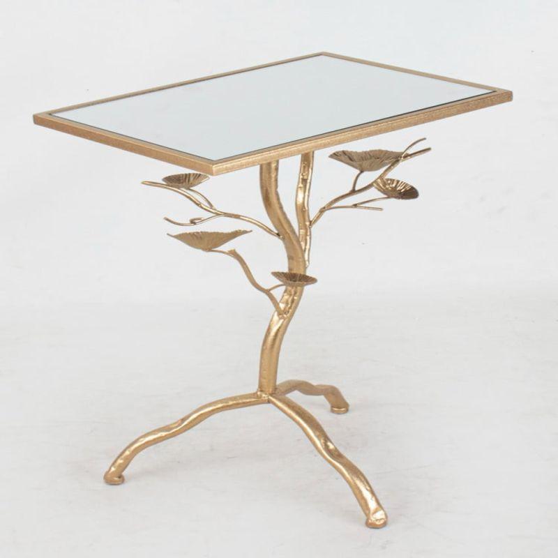 Single Table With A Rectangular Mirror Glass Top And Golden Iron Bases By Alhome - ALHOME