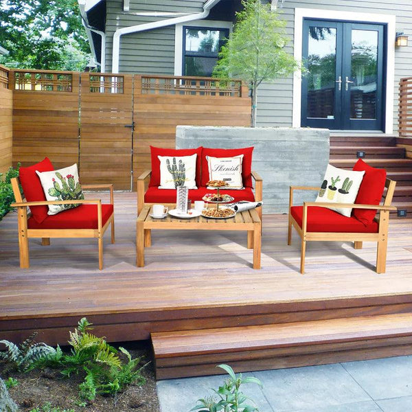 PatioWave 4-Piece Red Outdoor Seating Set By Alhome - Zrafh.com - Your Destination for Baby & Mother Needs in Saudi Arabia