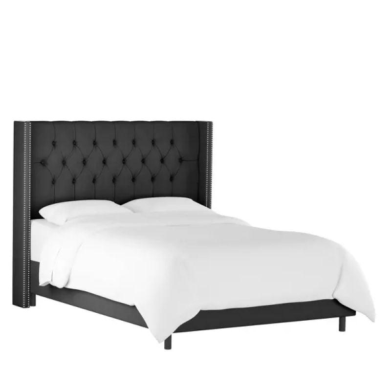 Ebony Velvet Supreme: Swedish Wood Super King Bed (200x200x140) by Alhome - ALHOME