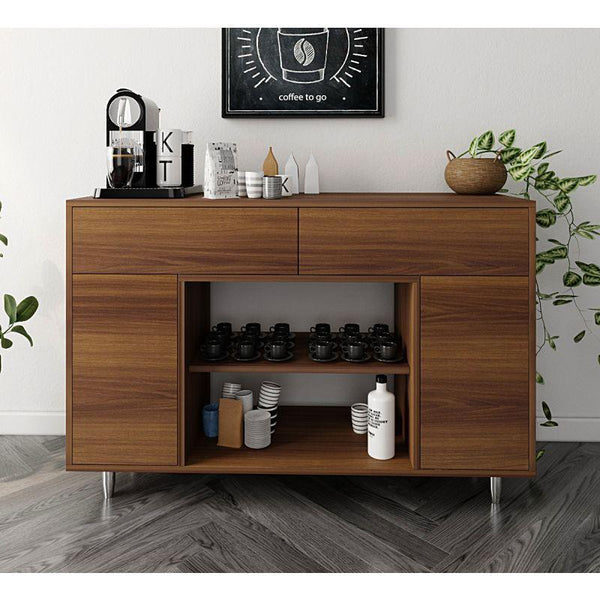 Brown Coffee Corner with Shelves and Drawers By Alhome - ALHOME