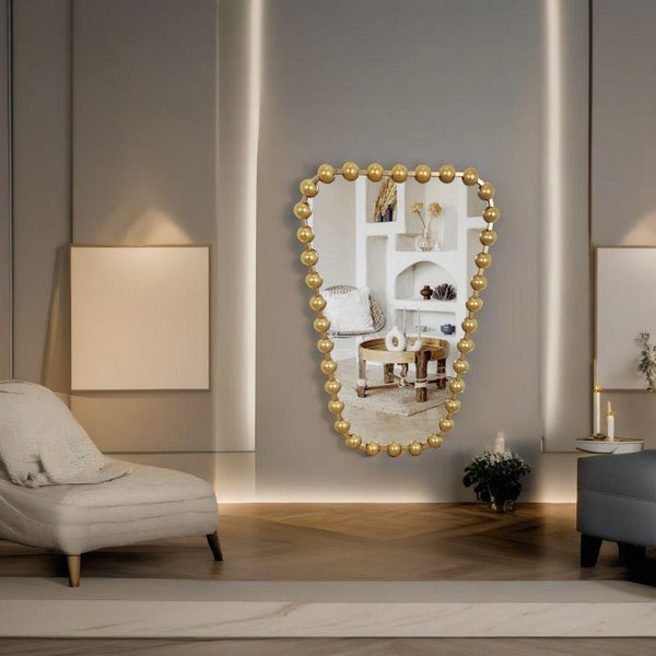 Classic wall mirror with side decor with iron frame - gold - 55x90x3 cm - By Family Ship - ALHOME