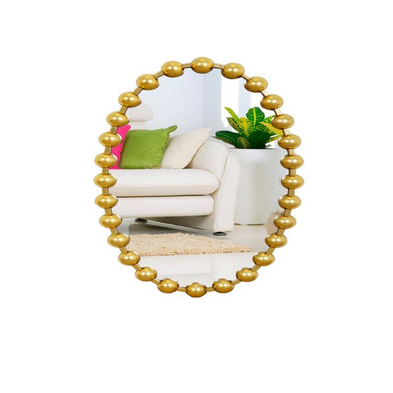 Round Wall Mirror with Side Decoration and Iron Frame - Gold - 45x78x3 cm - By Family Ship - ALHOME