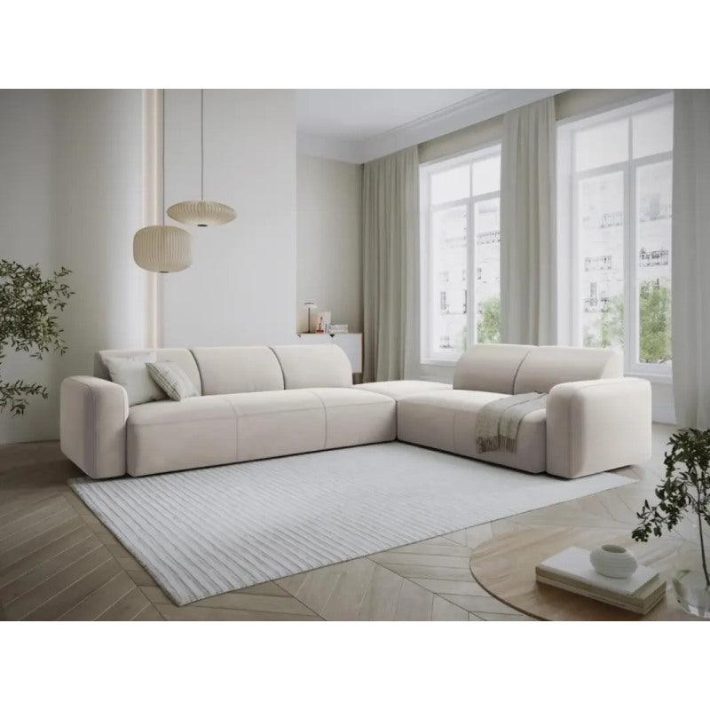 Modern Velvet Corner Sofa - Beige - 280x200x85x85 cm - By Alhome - ALHOME