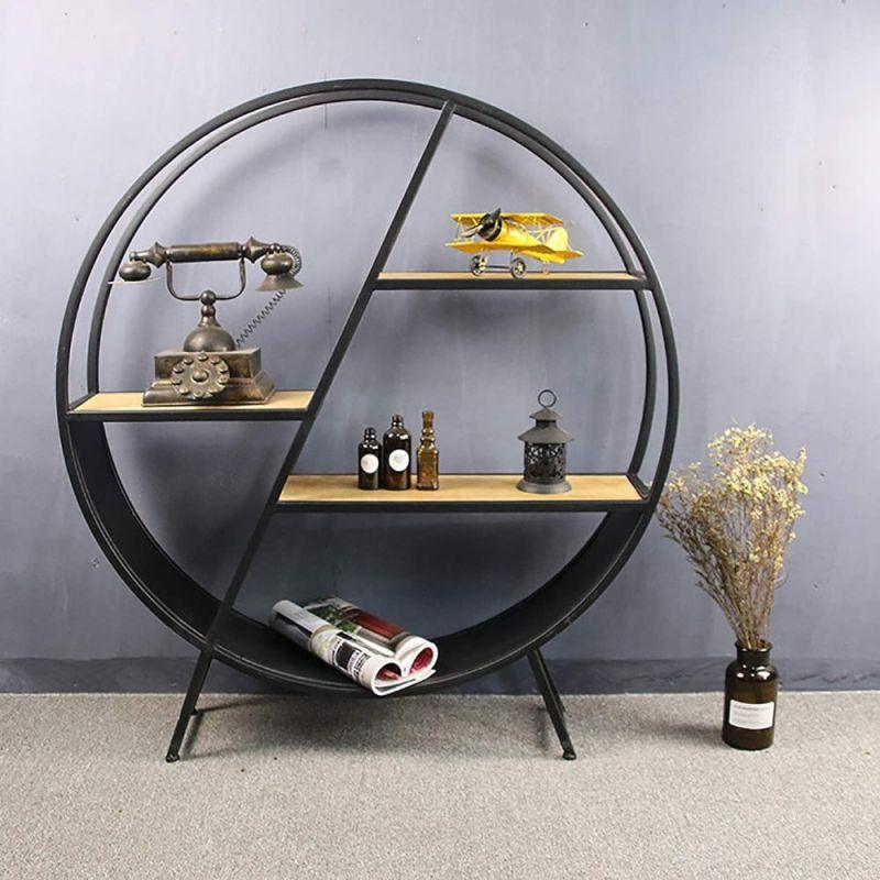 Storage Unit With Metal Shelves With Wooden Surfaces - Iron + Wood - Black - By Alhome - ALHOME