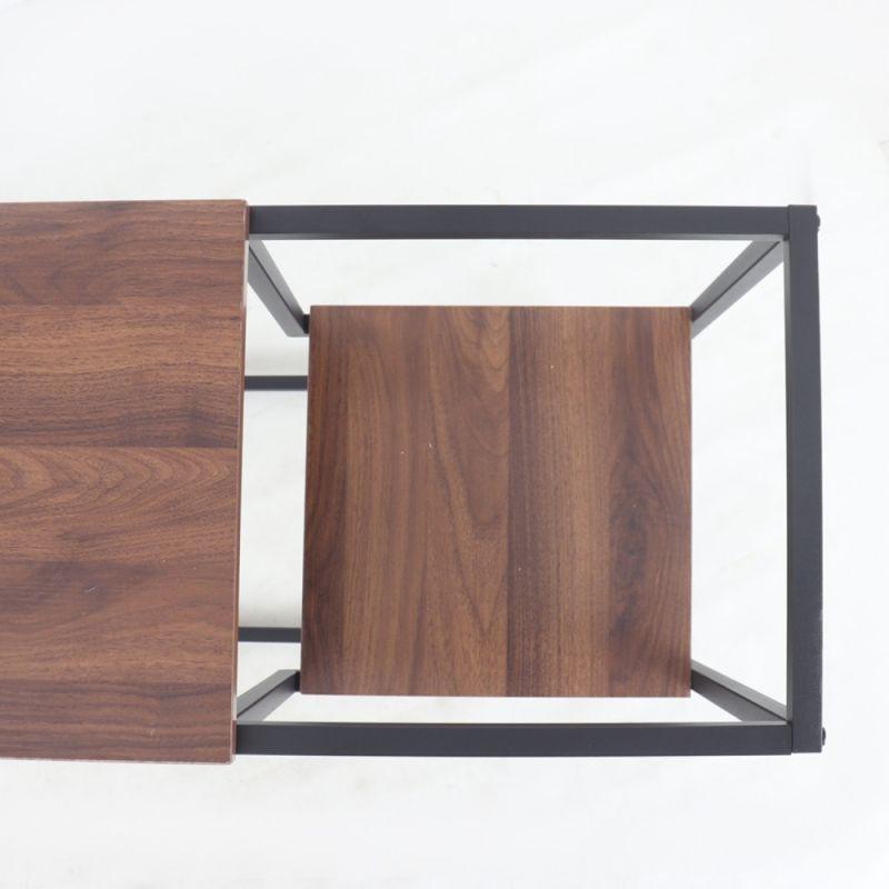 Metal Console With 2 Wooden Surfaces - Brown By Alhome - ALHOME