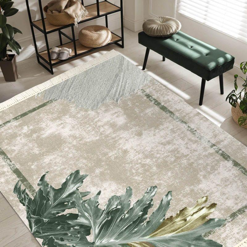 Velvet Turkish Rectangular Decorative Carpet -Grey - By In House - ALHOME