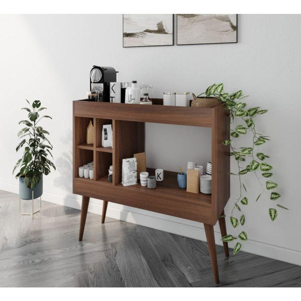 Brown Coffee Corner with Shelves By Alhome - ALHOME