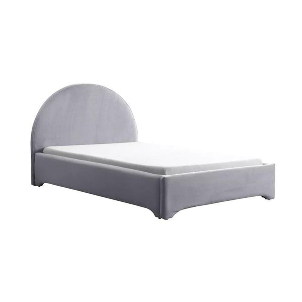 Kids' Grey Fabric Upholstered Wood Bed: Contemporary Haven, 120x200x140 cm by Alhome - ALHOME